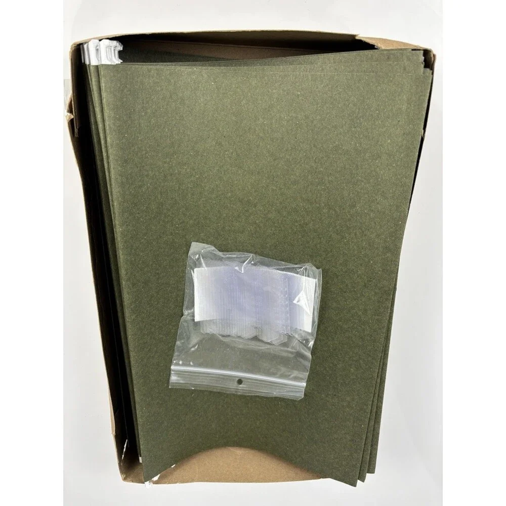 25 Pendaflex Legal Size Hanging File Folders Green 1/5 Cut Tabs Open Box
